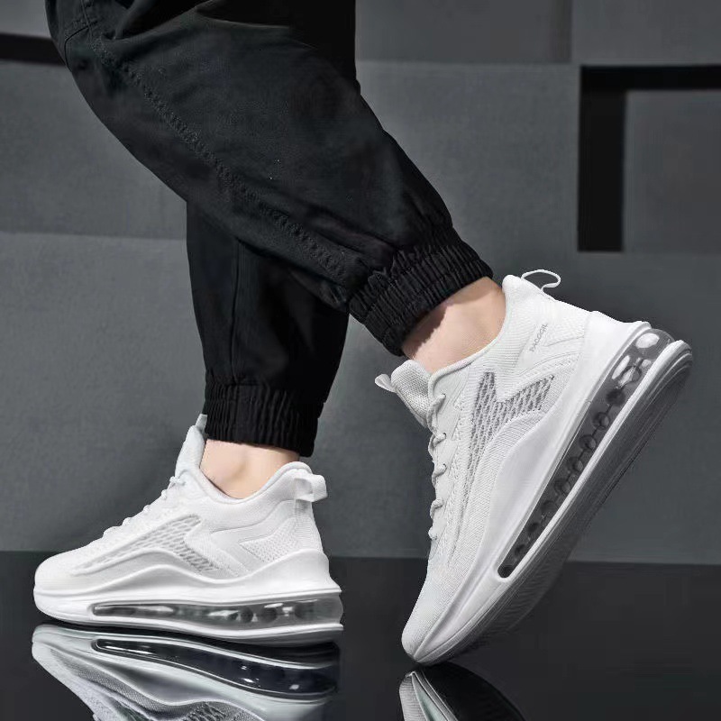 Mens running shoes Black Mesh Air Cushion Sneakers With Teal Accents Print Daily Outfit