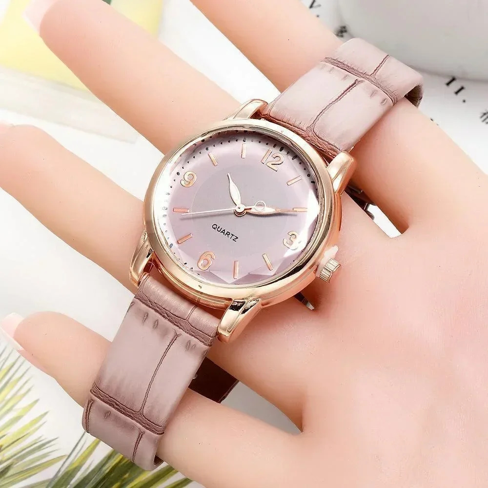 Leather Strap Ladies Watch Polygon Glass y Women clocks Dial Quartz Creative Fashion Quartz Watch 260521