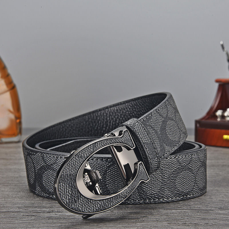 C Buckle designer belt Automatic Buckle Belt Letter Embossed Cowhide Business Trendy Young People's Belt Slim Fit Trendy Styles desginer men