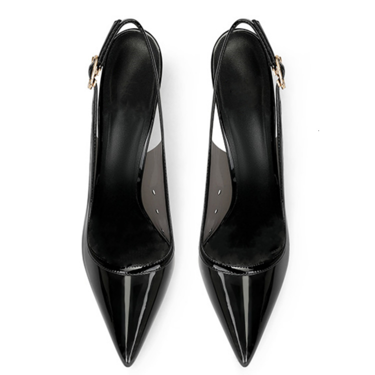 Womens Brown Patent Slingback Heels Pointed Toe Stiletto High Heel Pumps - view 5