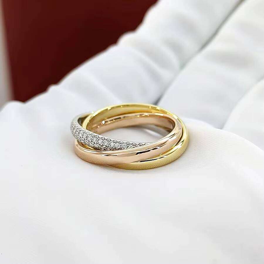 Fashion brand design jewelry titanium steel three-color ring Stylish Titanium Steel Diamond Ring - Three Color Design for Women & Men