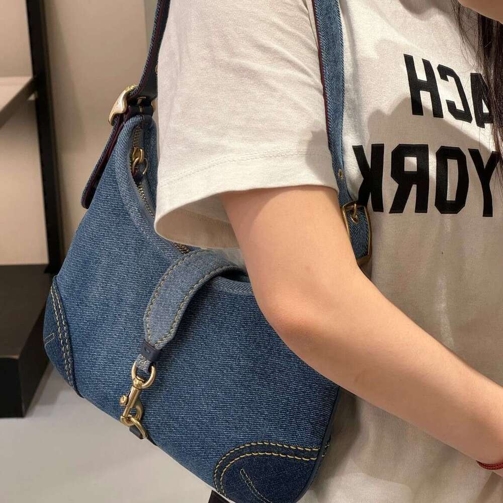 High-quality new half-moon denim vintage underarm pea shoulder crossbody bag