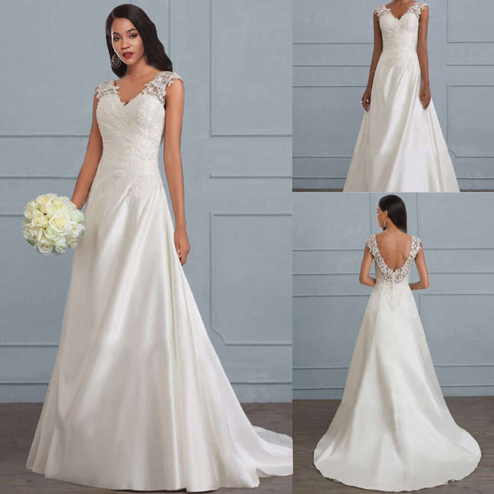 Trendy Solid Color Lace Splicing Dress Hollow Out Backless Sleeveless Long Evening Wedding Party Gown For Women MAKOUFEI