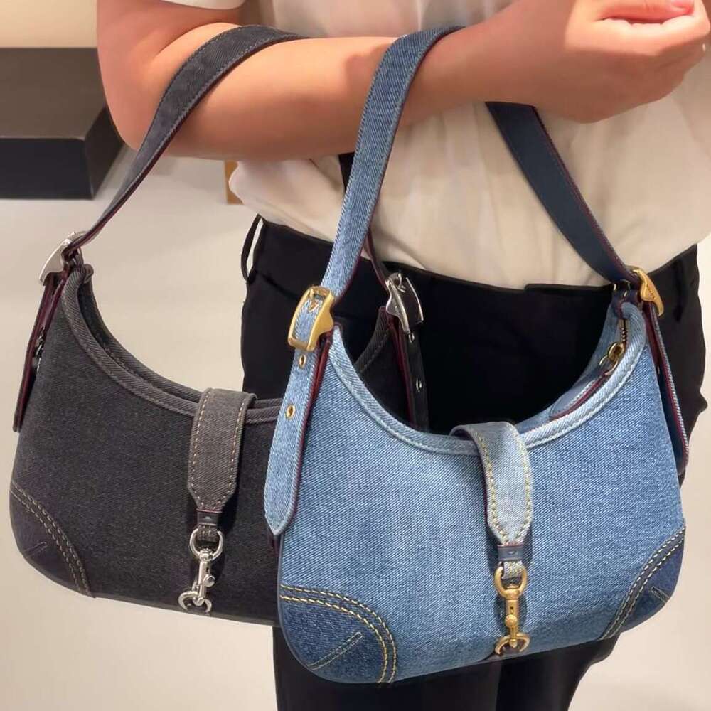 High-quality new half-moon denim vintage underarm pea shoulder crossbody bag