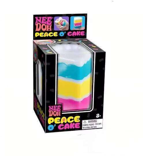NeeDoh PEACE O' CAKE Squishy NEE DOH Rainbow Cake Stress Fidget Sensory Toy 26L0523