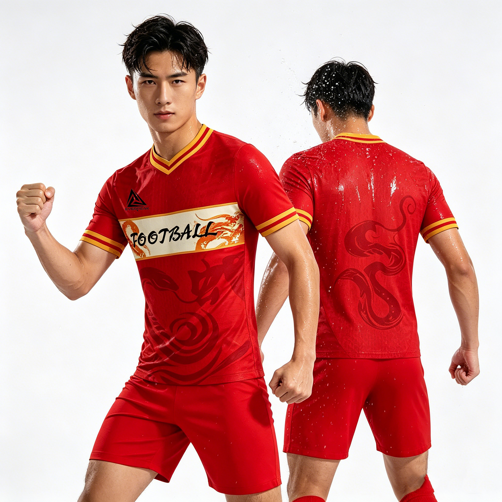 Custom Traditional Pattern Soccer Jersey Set Men Quick Dry Football Uniform with Shorts Customizable Team Name Number Logo for Sports - view 6
