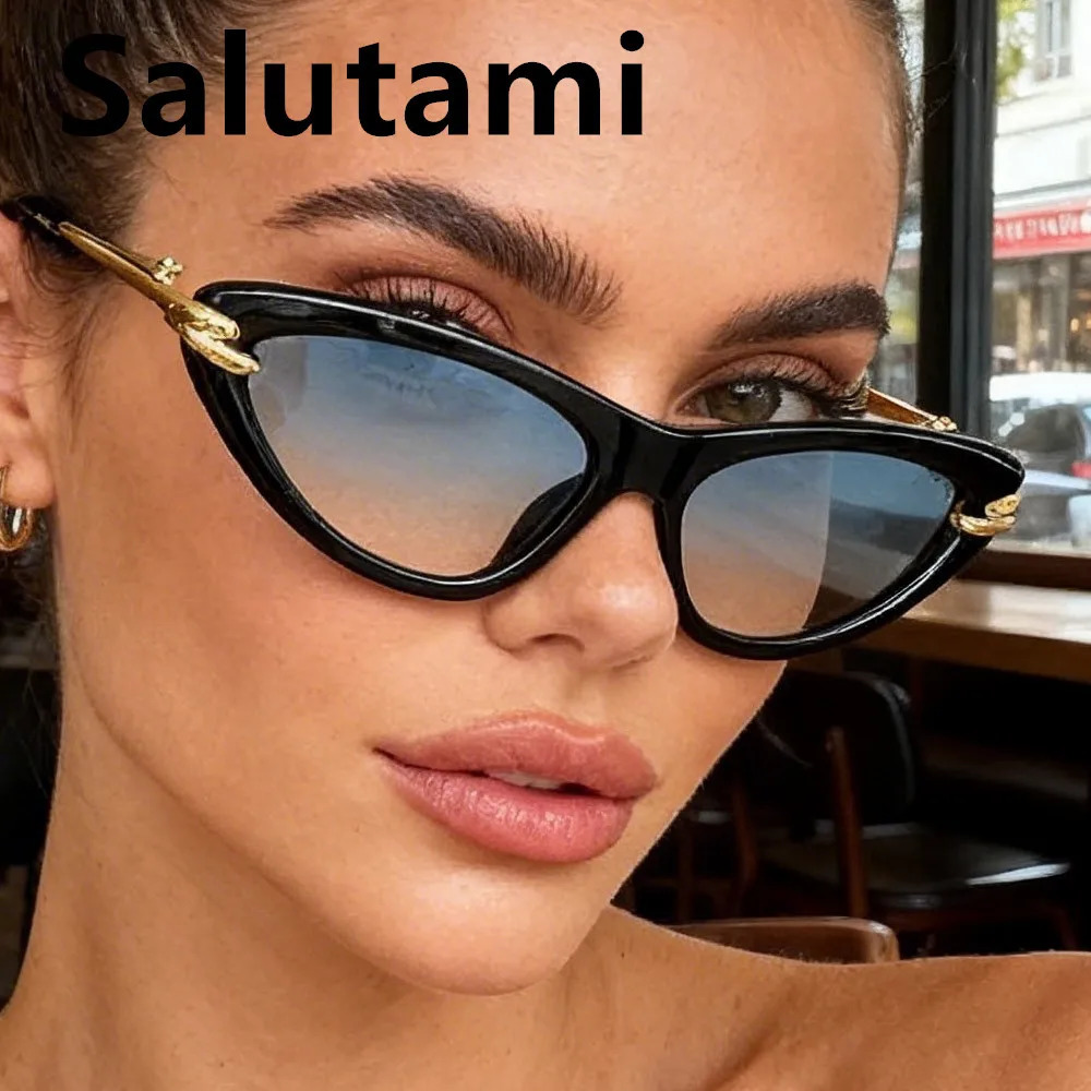 vintage alloy knot triangle cat eye sunglasses for women fashion small cateye driving sun glasses ladies sexy outdoor shades 260522 - view 4