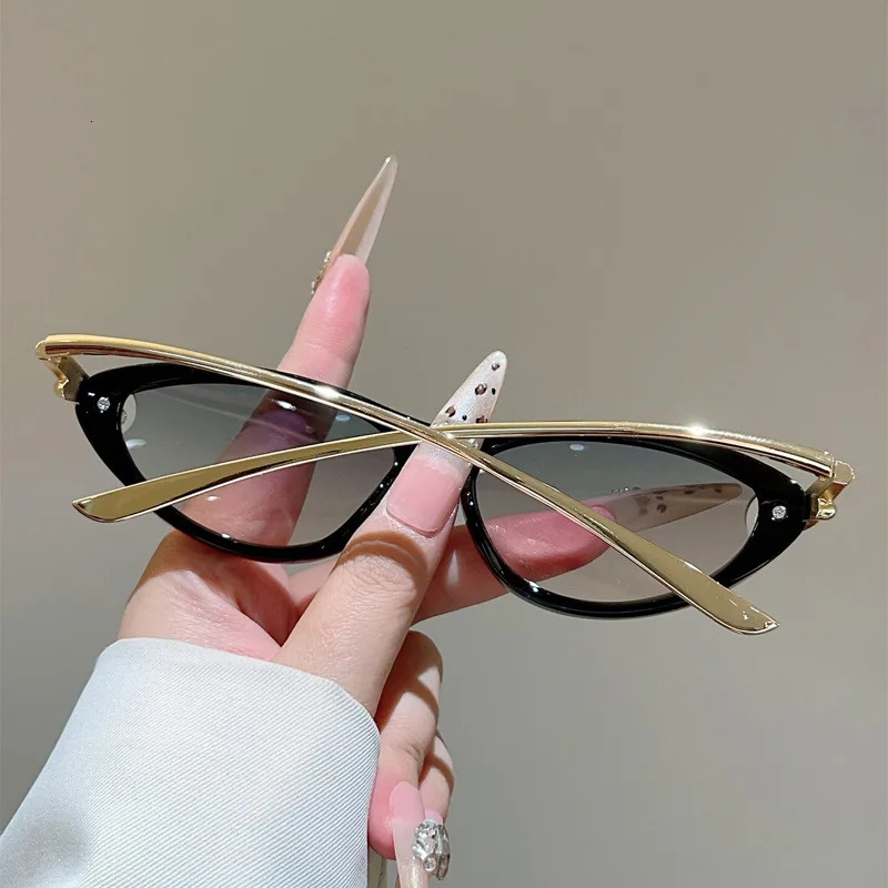 vintage alloy knot triangle cat eye sunglasses for women fashion small cateye driving sun glasses ladies sexy outdoor shades 260522 - view 6