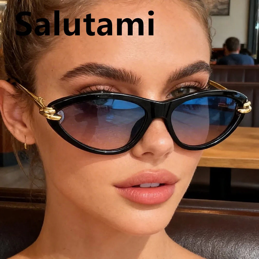 vintage alloy knot triangle cat eye sunglasses for women fashion small cateye driving sun glasses ladies sexy outdoor shades 260522 - view 3