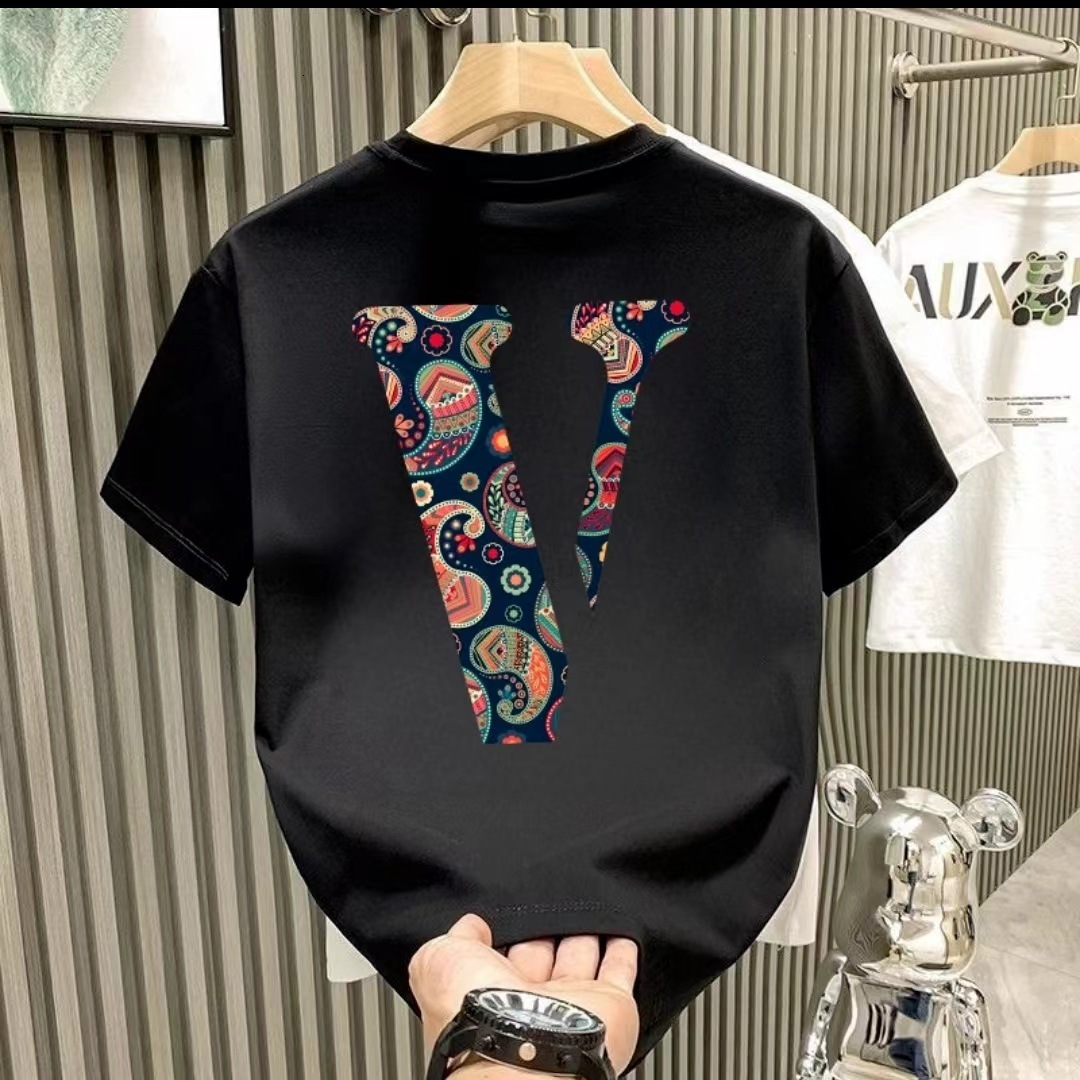 American-style Trendy Brand Ins Pure Cotton Hoodie Printed Men's Polo Short-sleeve Designer T-shirt New Summer T-shirt Fashion Loose And Versatile Round-neck Tee