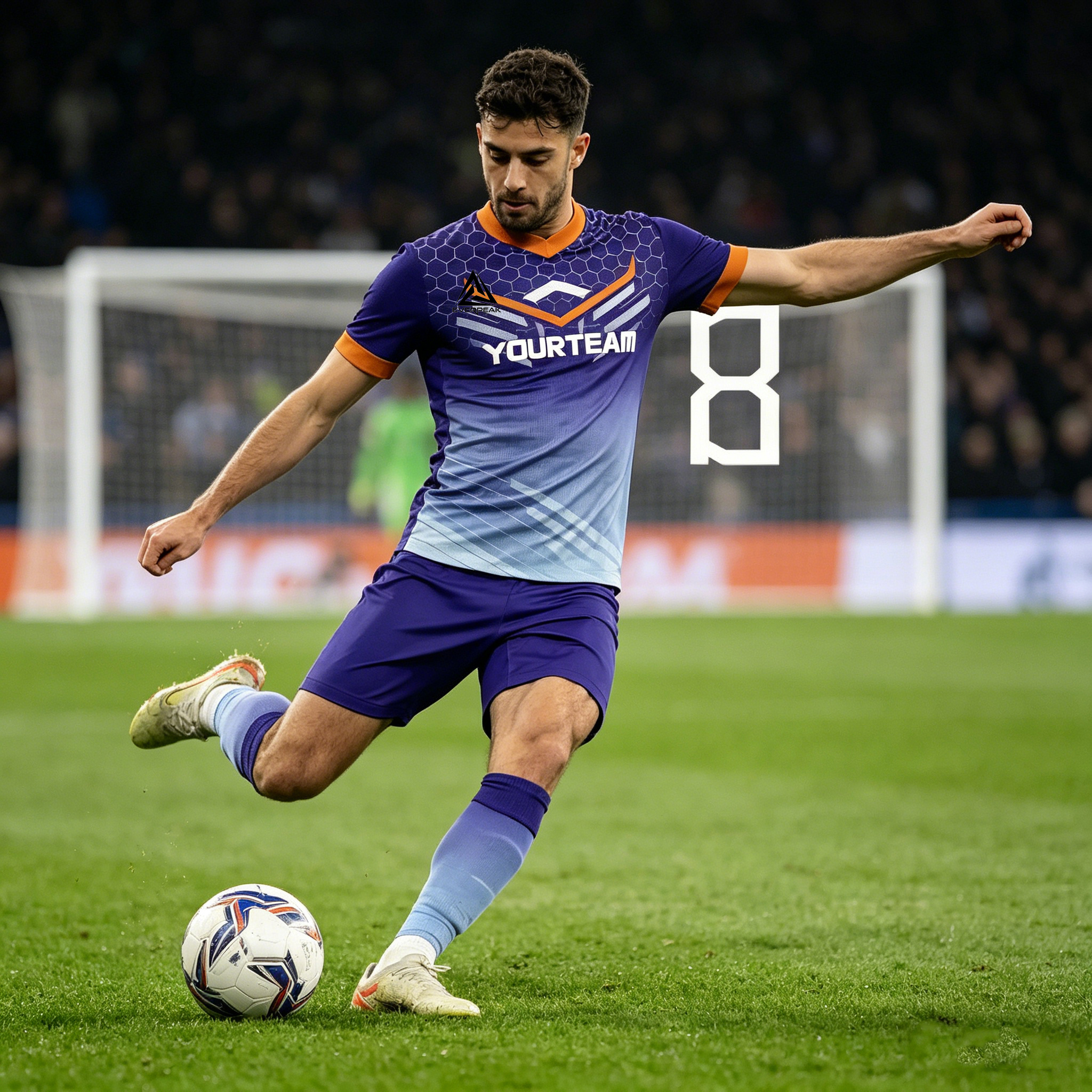 Custom Soccer Jersey Set Men Purple Blue Gradient Football Uniform with Shorts Personalized Name Number Breathable Quick Dry Kit - view 3