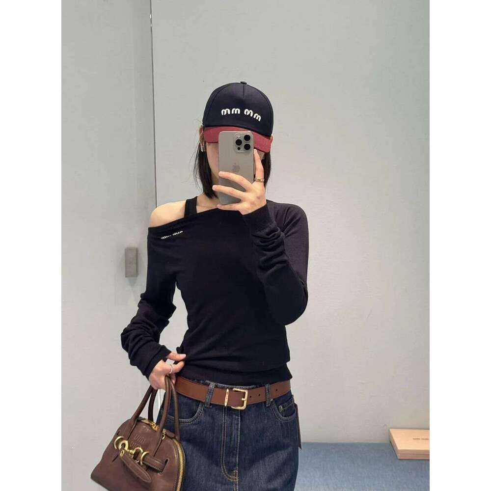 Early Spring New Arrival Slim Fit Round Neck Wool Off The Shoulder Long Sleeve Sweater For Women - view 4