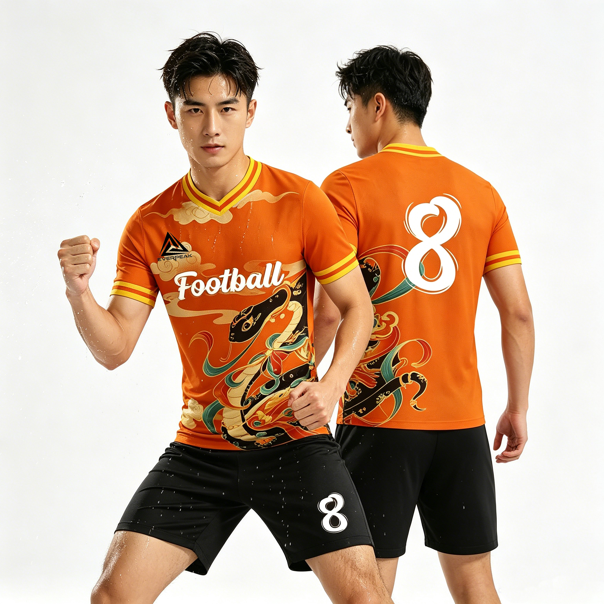 Custom Dragon Print Soccer Jersey Set Men Quick Dry Football Uniform with Shorts Customizable Team Name Number Logo for Sports - view 5