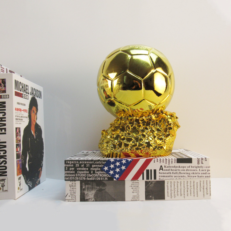 Golden Ball Trophy Replica, Resin Football MVP Award Model, Soccer Golden Boot Souvenir with Customizable Plate, 3 Sizes Available