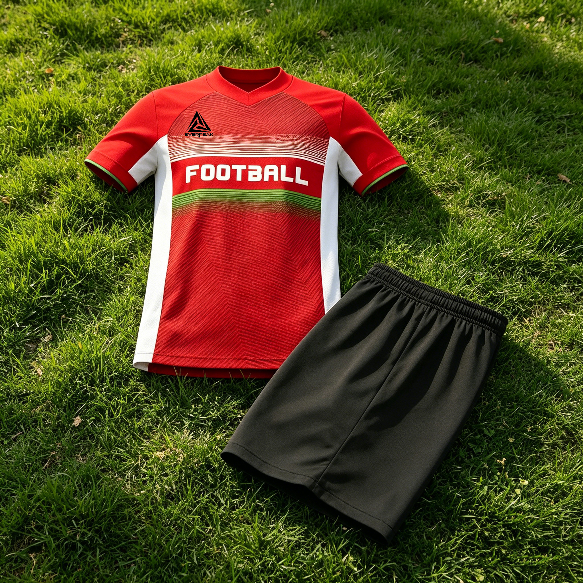 Custom Soccer Jersey Set Men Red White Green Gradient Football Uniform with Shorts Personalized Name Number Breathable Quick Dry Kit - view 4