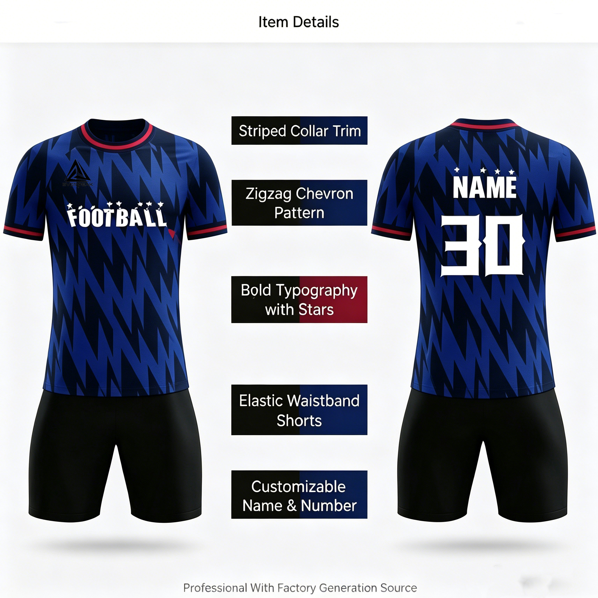 Custom Tiger Stripe Soccer Jersey Set Men Quick Dry Football Uniform with Shorts Customizable Team Name Number Logo for Sports - view 7