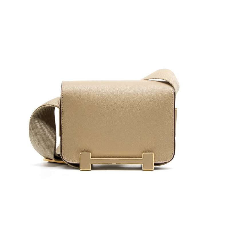 Wide Strap Genuine Leather Small Square Bag Light Luxury Casual Single Shoulder Crossbody Bag SENYY