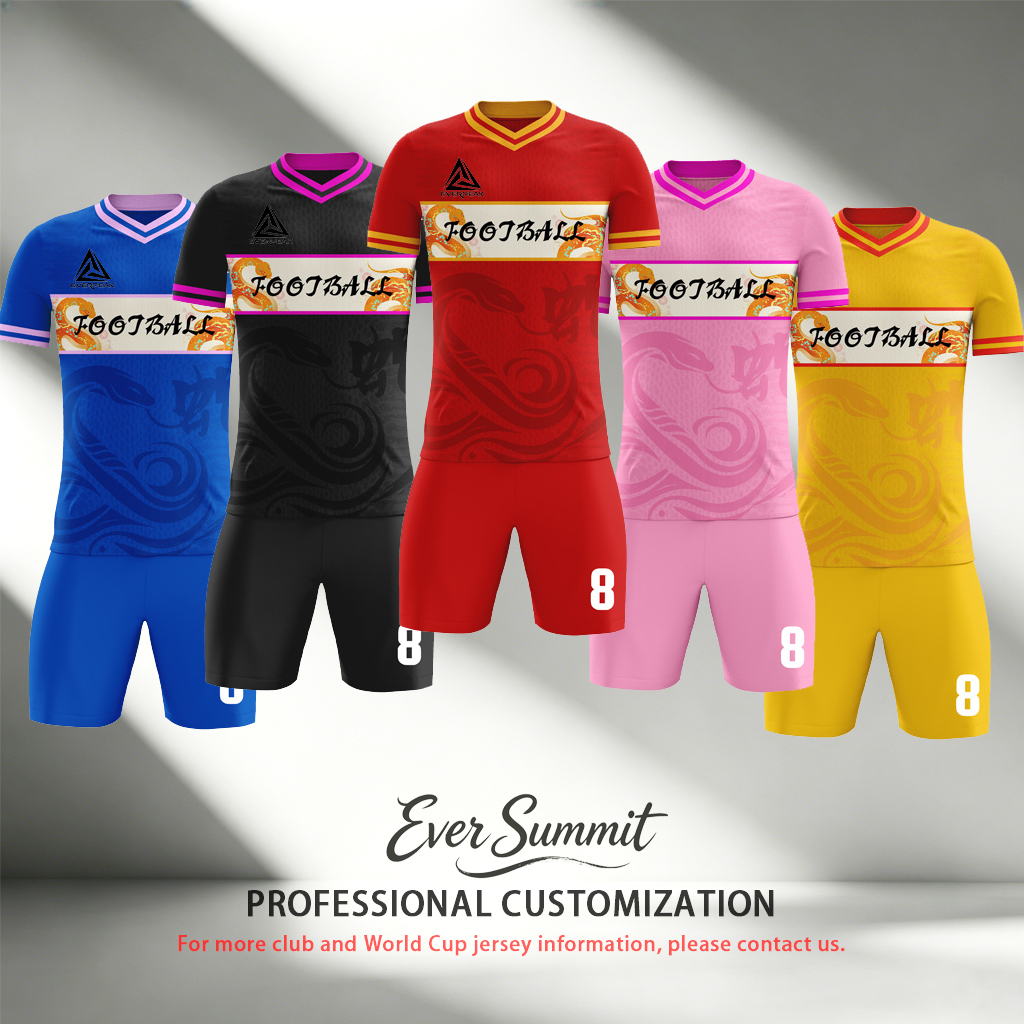 Custom Traditional Pattern Soccer Jersey Set Men Quick Dry Football Uniform with Shorts Customizable Team Name Number Logo for Sports