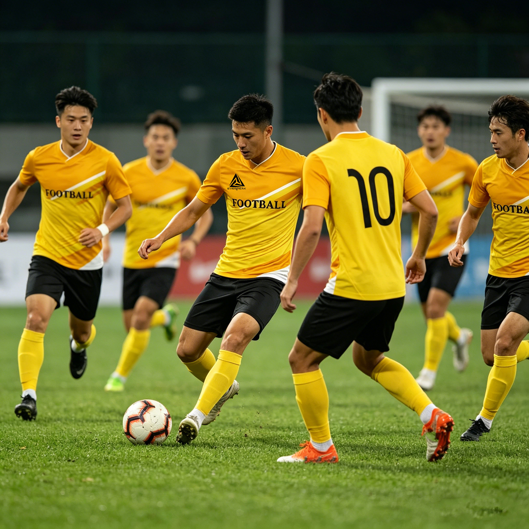 Custom Team Name Number Soccer Jersey Set Men Yellow White Geometric Football Uniform Quick Dry Team Training Sportswear for Adults - view 5
