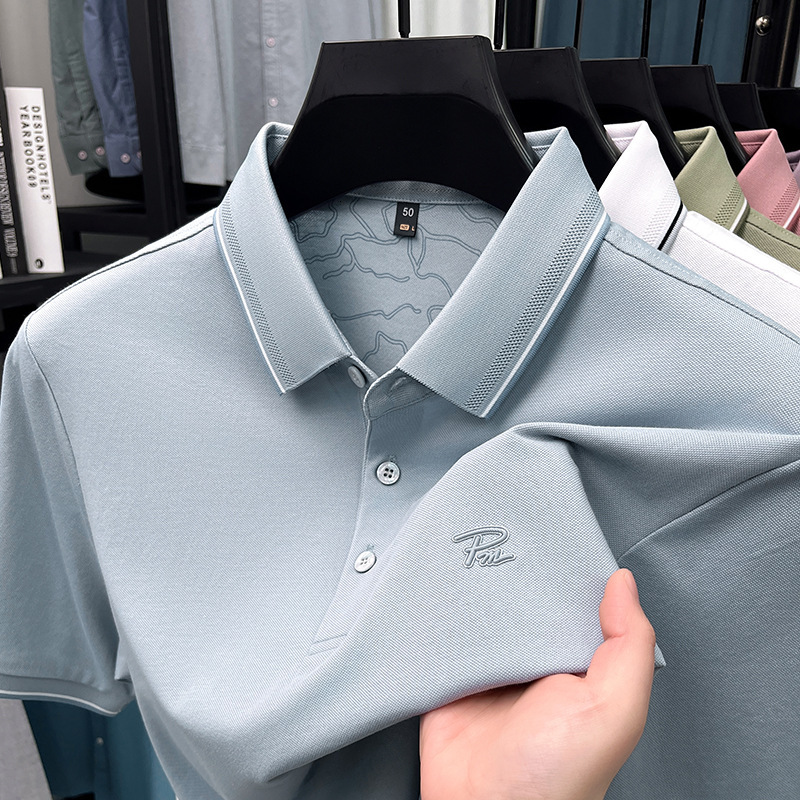 New Hoodie POLO Shirt Designer T-shirt Mercerized Cotton Short-sleeved Casual Summer Men's Versatile Mid-aged Polo Soft Pearl Collar T-shirt