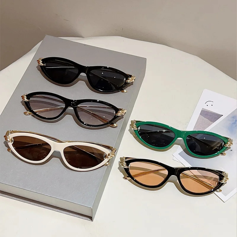 vintage alloy knot triangle cat eye sunglasses for women fashion small cateye driving sun glasses ladies sexy outdoor shades 260522 - view 7