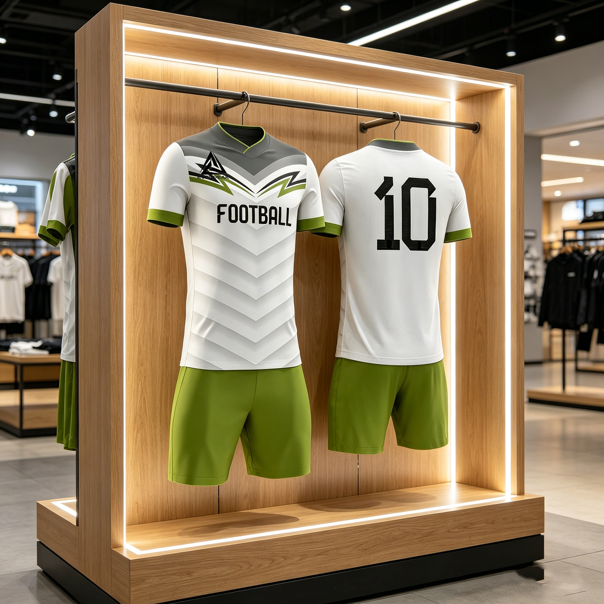 Custom Soccer Jersey Set Men White Green Grey Chevron Football Uniform with Shorts Personalized Name Number Breathable Quick Dry Kit - view 6