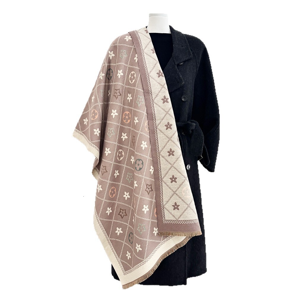 Designer Luxury Scarf High-quality Wool Women's Autumn And Winter Double-sided Thick Shawl Fashionable Classic Jacquard Shawl
