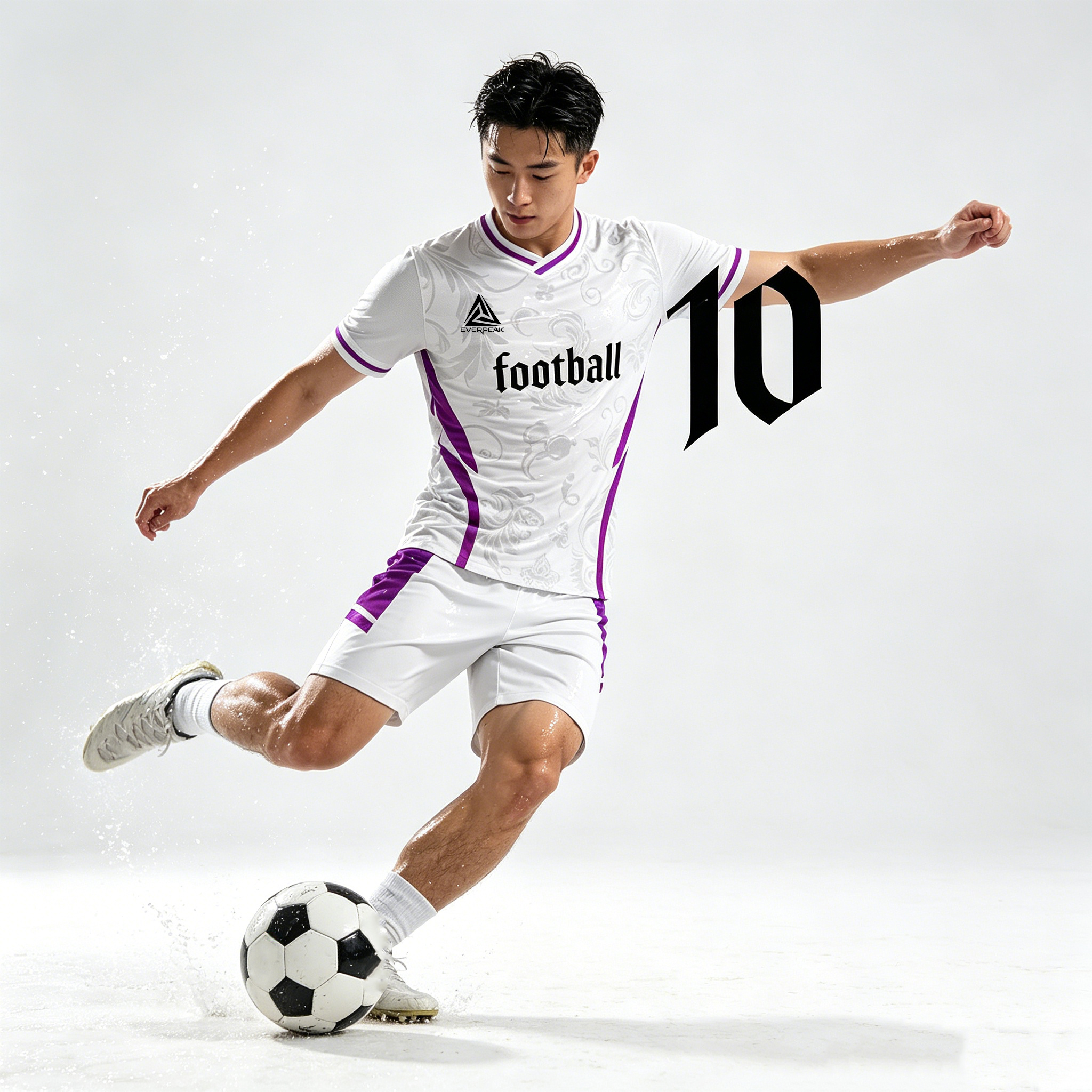 Custom Contrast V Neck Soccer Jersey Set Men Quick Dry Football Uniform with Shorts Customizable Team Name Number Logo for Sports - view 3