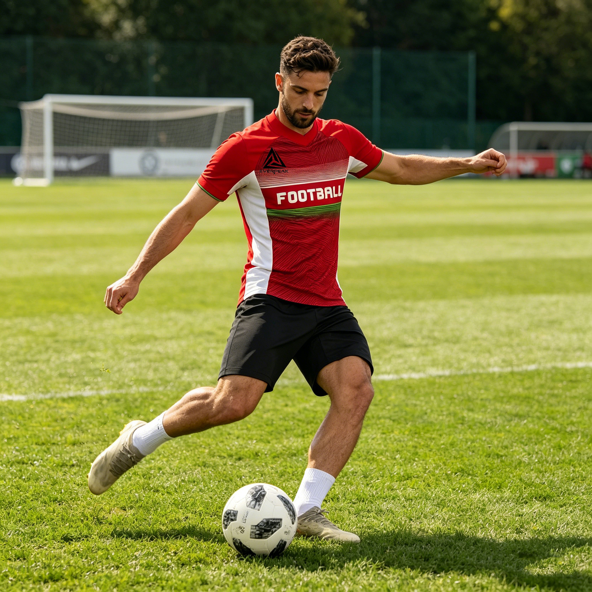 Custom Soccer Jersey Set Men Red White Green Gradient Football Uniform with Shorts Personalized Name Number Breathable Quick Dry Kit - view 6