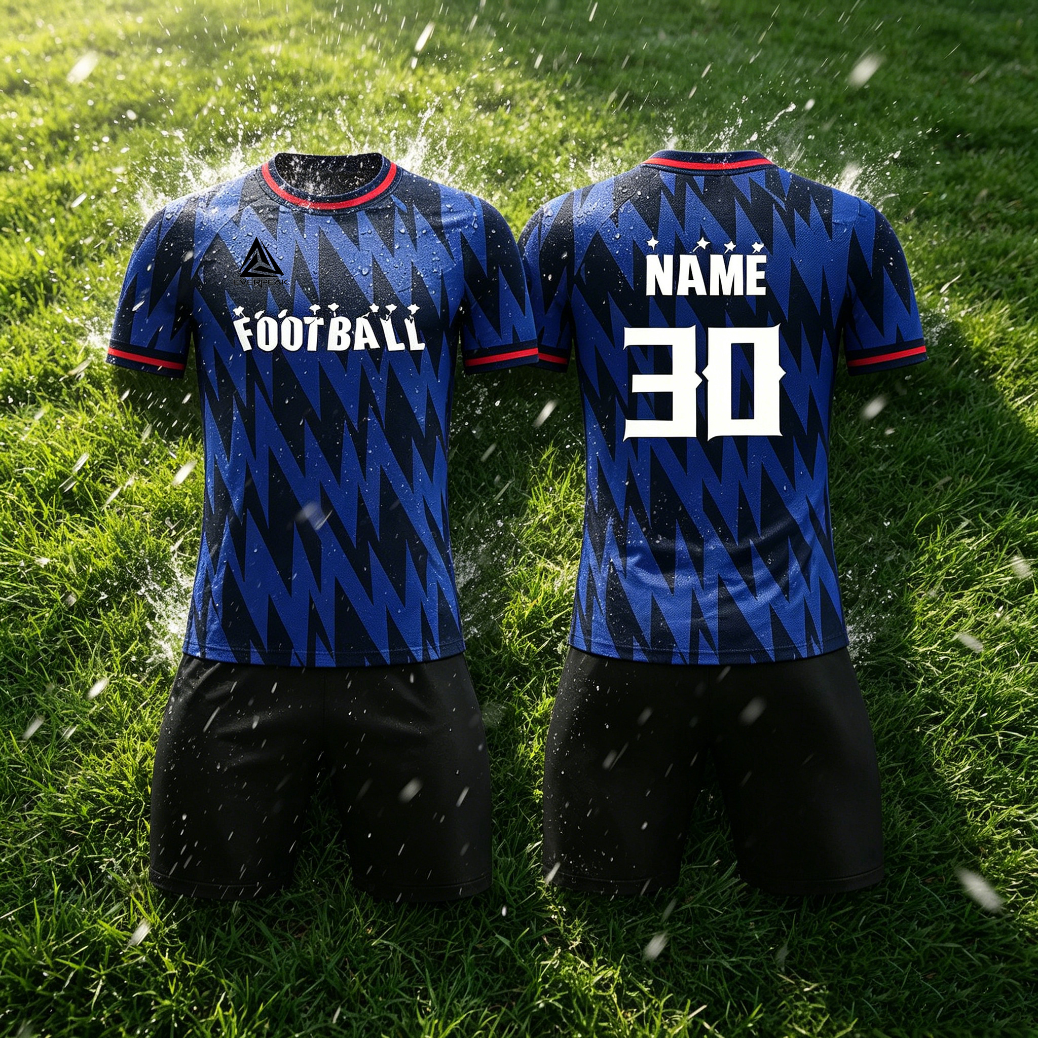 Custom Tiger Stripe Soccer Jersey Set Men Quick Dry Football Uniform with Shorts Customizable Team Name Number Logo for Sports - view 5