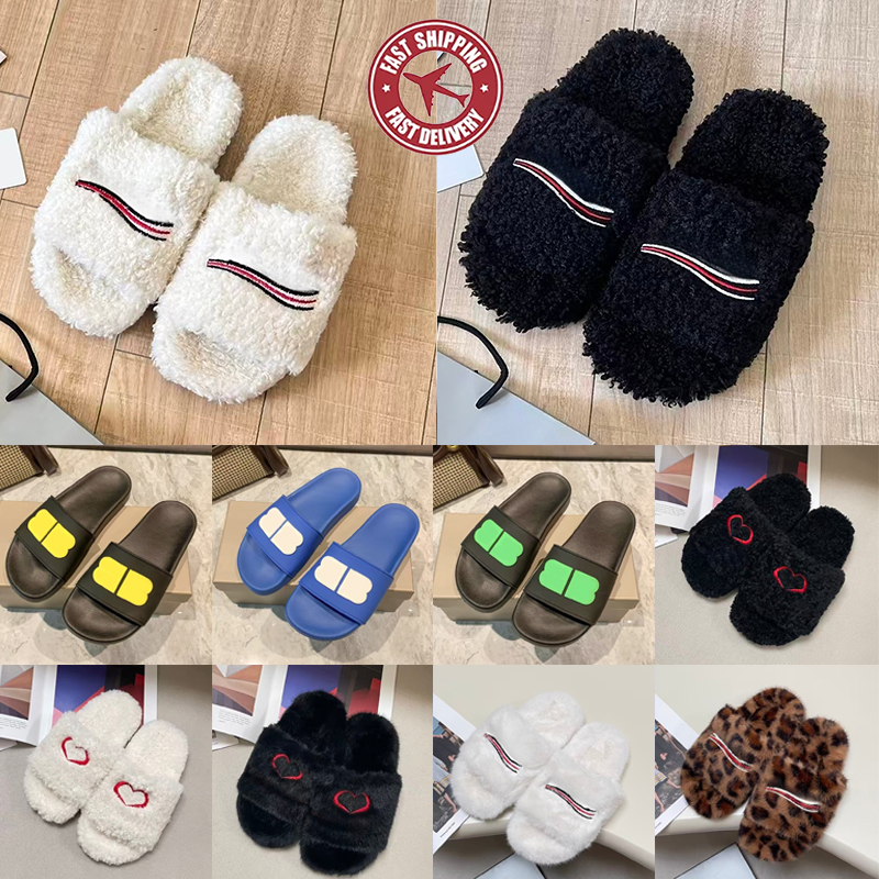 Luxury Slides Paris Designer mens womens balenciaslipper Ladies Wool Fur Warm Letters Sandals Indoor Outdoor pool Flip Flop Slippers Free shippin