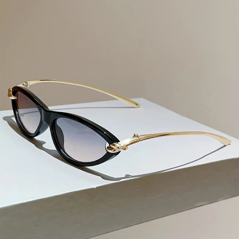 vintage alloy knot triangle cat eye sunglasses for women fashion small cateye driving sun glasses ladies sexy outdoor shades 260522 - view 5