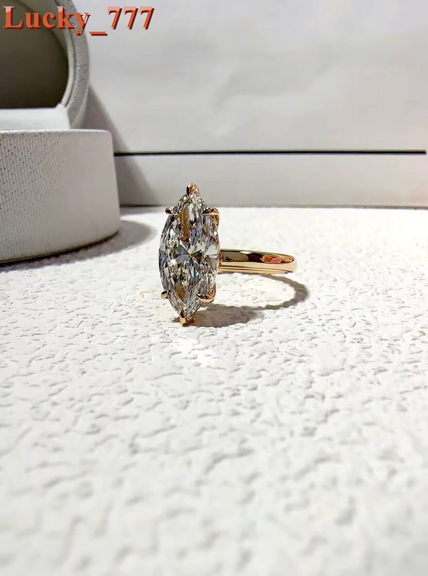 14K 18K IGI Certified Lab Grown Irregular Personalized Horse Eye Shaped Diamond Ring European American Style Womens Ring