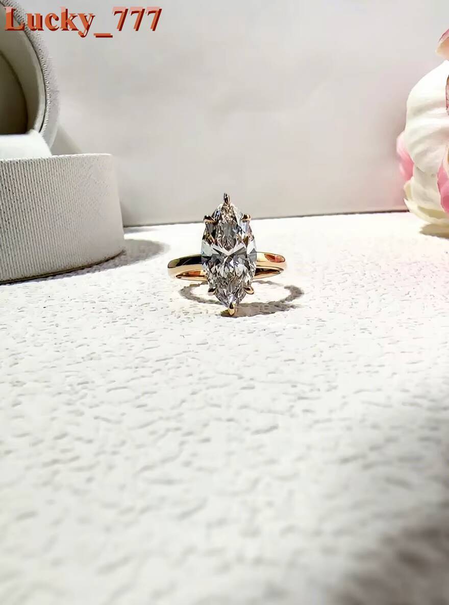 14K 18K IGI Certified Lab Grown Irregular Personalized Horse Eye Shaped Diamond Ring European American Style Womens Ring