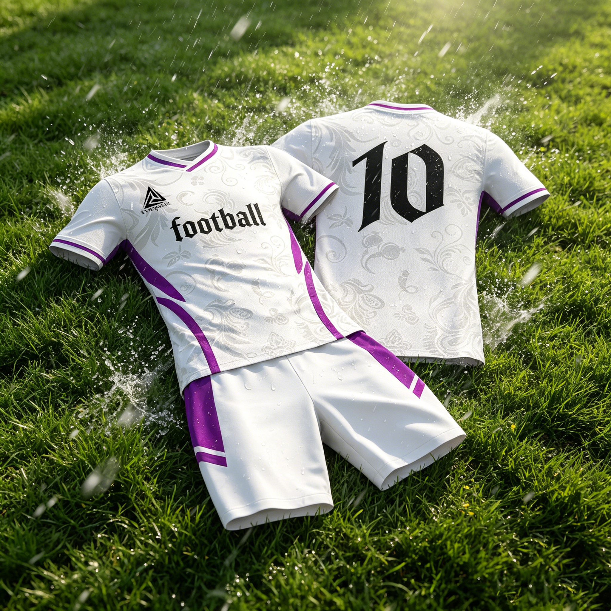 Custom Contrast V Neck Soccer Jersey Set Men Quick Dry Football Uniform with Shorts Customizable Team Name Number Logo for Sports - view 6