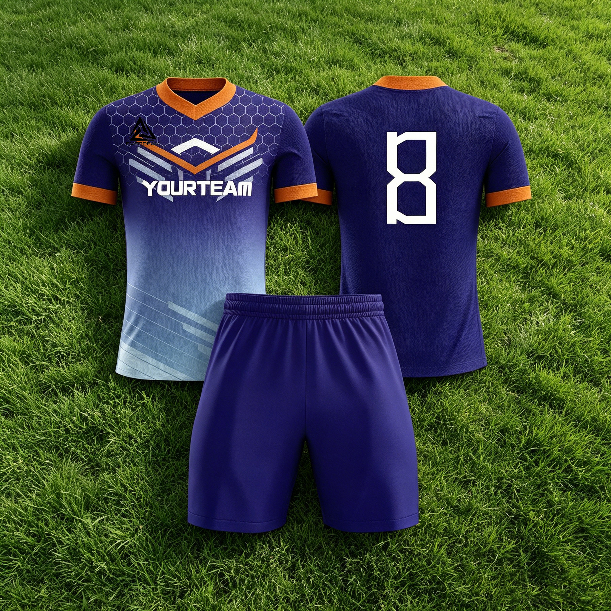 Custom Soccer Jersey Set Men Purple Blue Gradient Football Uniform with Shorts Personalized Name Number Breathable Quick Dry Kit - view 5
