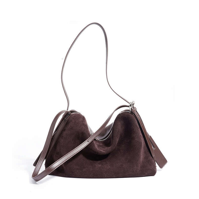 New Vintage Matte Suede Boston Bag Large Capacity Genuine Leather Versatile Women Shoulder Tote Bag SENYY