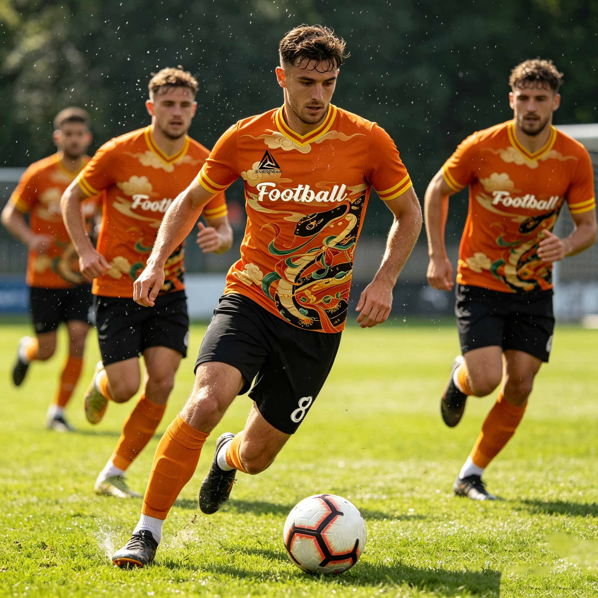 Custom Dragon Print Soccer Jersey Set Men Quick Dry Football Uniform with Shorts Customizable Team Name Number Logo for Sports - view 3