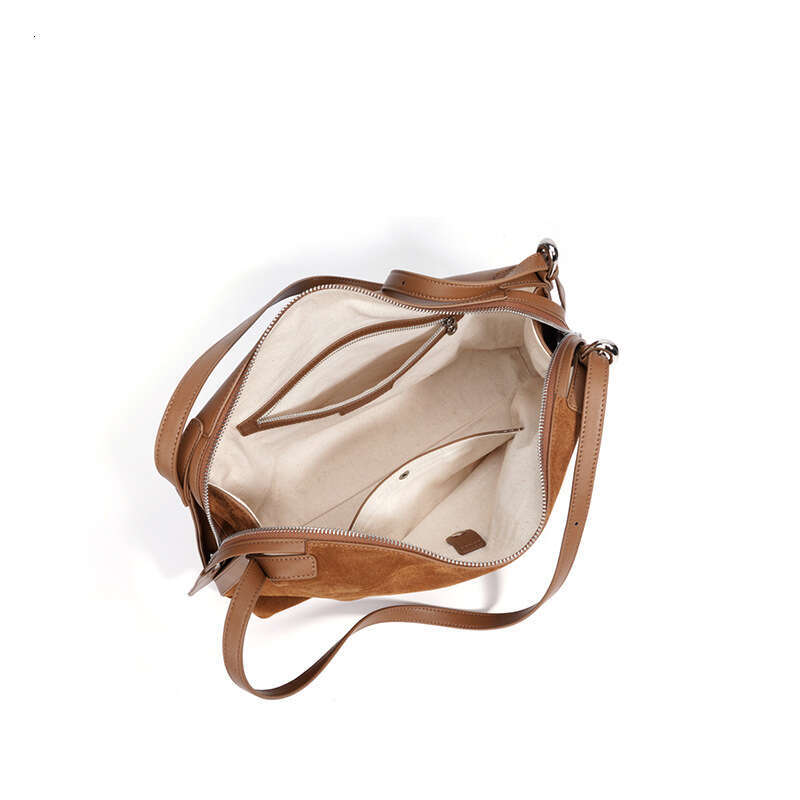 New Vintage Matte Suede Boston Bag Large Capacity Genuine Leather Versatile Women Shoulder Tote Bag SENYY