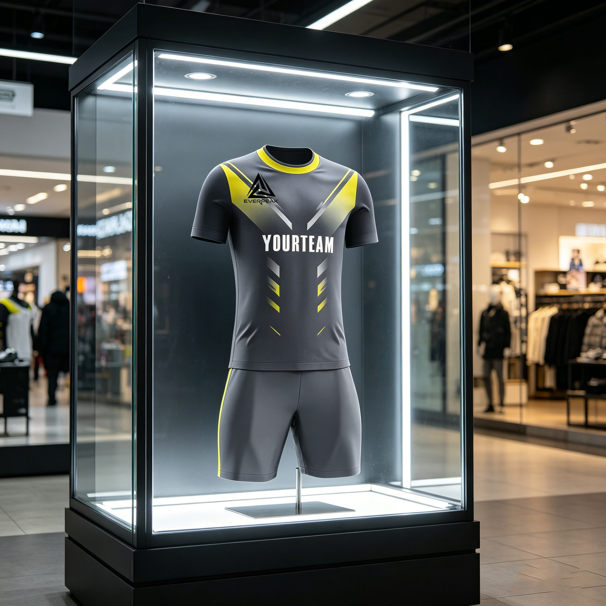 Custom Soccer Jersey Set Men Dark Grey Yellow Gradient Football Uniform with Shorts Personalized Name Number Breathable Quick Dry Kit - view 4