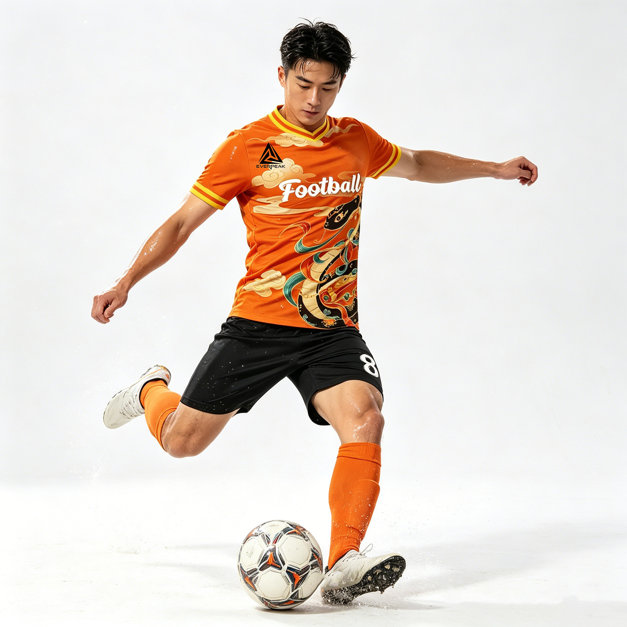 Custom Dragon Print Soccer Jersey Set Men Quick Dry Football Uniform with Shorts Customizable Team Name Number Logo for Sports - view 4