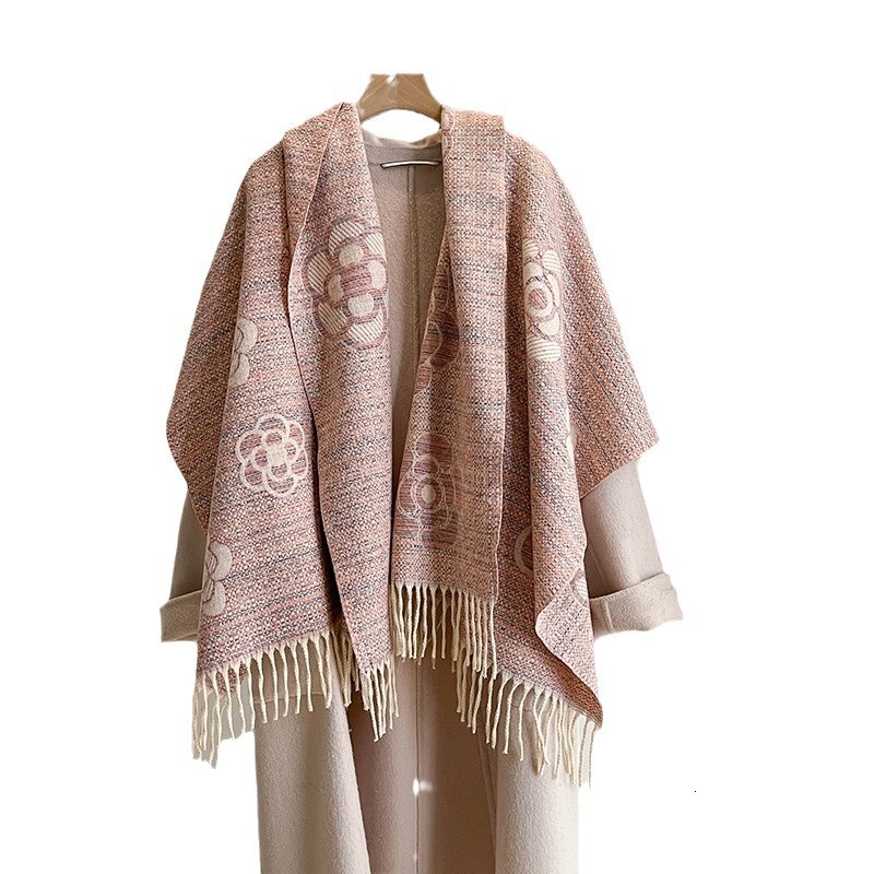 Designer Luxury Scarves For Men And Women Thick And Fashionable Camellia Scarves Multifunctional Shawls Dual-use High-end Warm Neck Classic Scarves