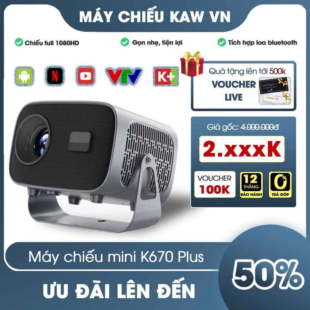 A10 Mini Portable Smart Projector, 4K HD Video, Auto Focus, PTZ Rotation, Home Theater Outdoor Portable Projector