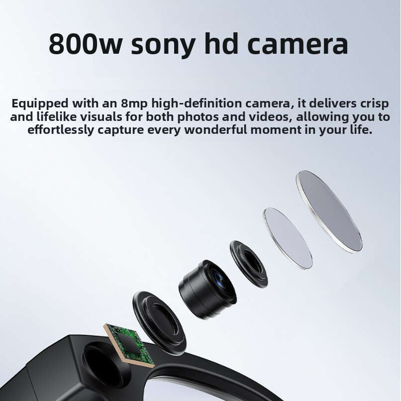 E03 AI Smart Glasses, 800MP Camera, Photo/Video/Audio Recording, Voice Translation, AI Assistant Wake-Up, Image Recognition