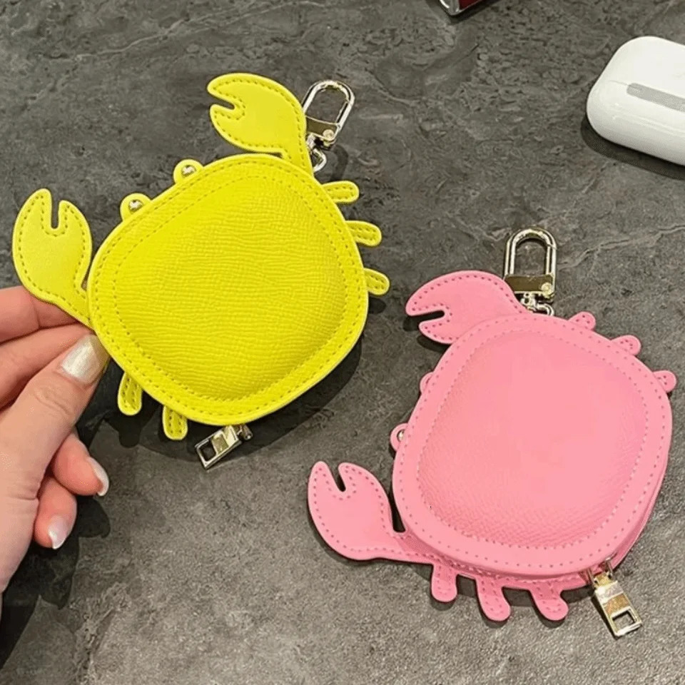Cartoon Crab Coin Purse Keychain Zipper Small Purse Crab PU Leather Pendant Cute Backpack Hanger Earphone Bag Female 260522 - view 5