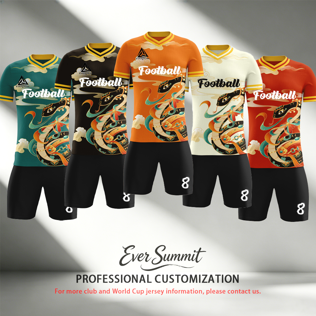 Custom Dragon Print Soccer Jersey Set Men Quick Dry Football Uniform with Shorts Customizable Team Name Number Logo for Sports