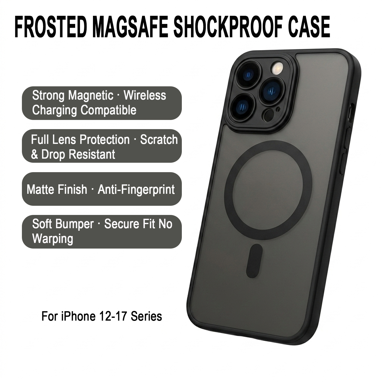 Skin Feel Magnetic Phone Case Anti-drop Shockproof Protective Cover Compatible iPhone 11-17 Series Support Wireless Charging Matte Anti-slip Full Body