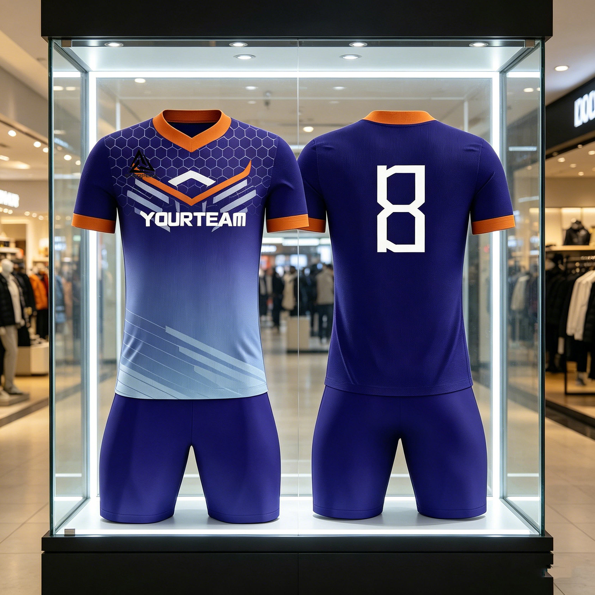Custom Soccer Jersey Set Men Purple Blue Gradient Football Uniform with Shorts Personalized Name Number Breathable Quick Dry Kit - view 6