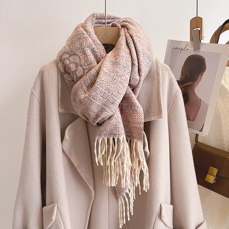 Designer Luxury Scarves For Men And Women Thick And Fashionable Camellia Scarves Multifunctional Shawls Dual-use High-end Warm Neck Classic Scarves