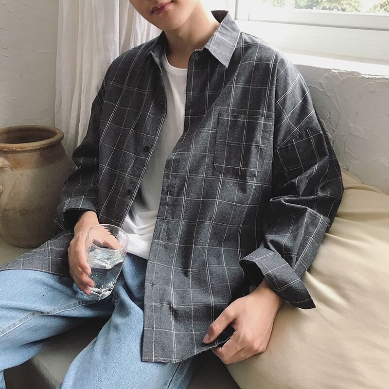Luxury Brand Designer 2026 Black Plaid Long-sleeve Shirt Ins-style Loose Casual Versatile Button-up Shirt Jacket for Spring Summer Teenagers Daily Wea